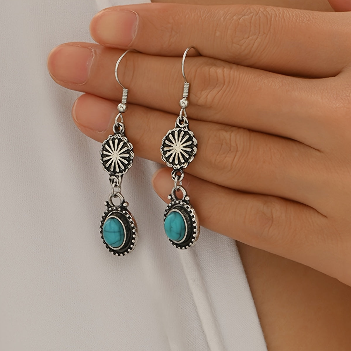 Set di Collana e Bracciale Floreale Bohemien Turchese