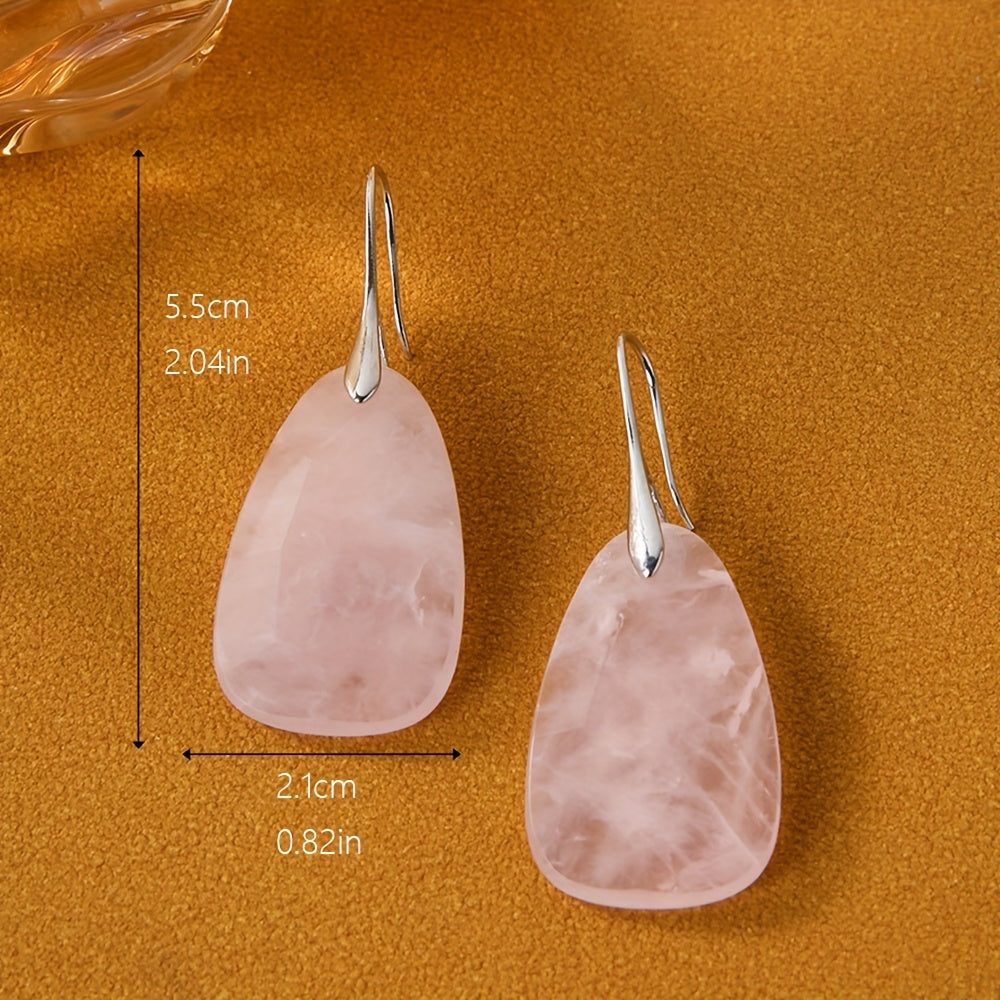 Orecchini a Goccia in Pietra Naturale di Quarzo Rosa Bohemien