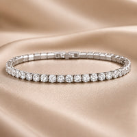 Bracciale tennis in oro bianco e cristalli