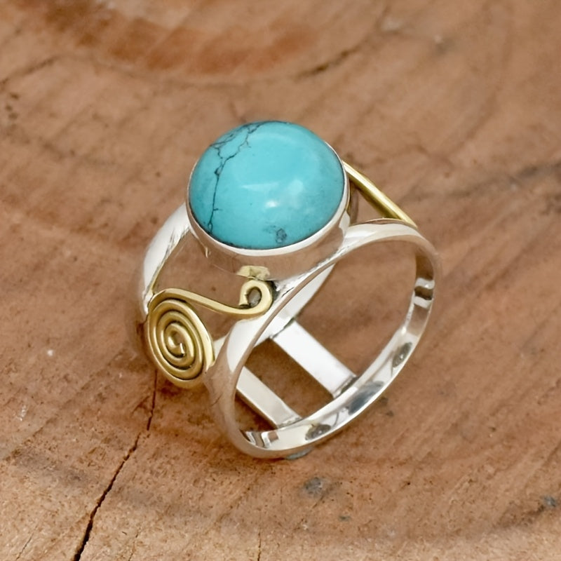 Anello Bohemien in Pietra Turchese Bicolore