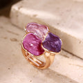 Anello Quadrato Irregolare in Smalto Bohemien