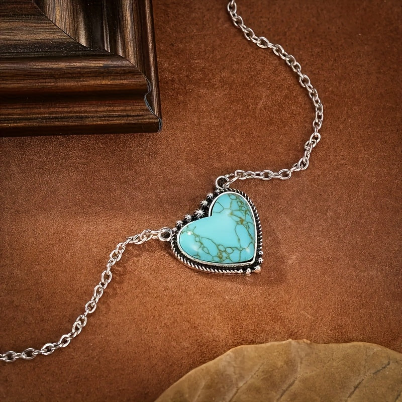 Collana con Pendente a Cuore Turchese Bohemien