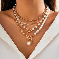 Set di Collana a Catena di Serpente in Perle Vintage e Oro | Oro