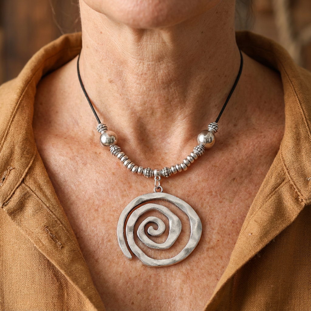 Set di Collana e Orecchini a Spirale Bohemien