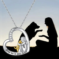 Collana in Argento Sterling 925 – Design a Cuore e Cane con Zirconia