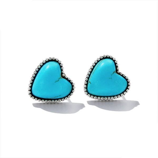 Orecchini a cuore in argento placcato turchese Boho