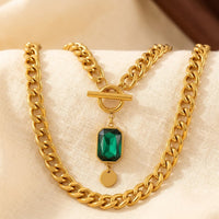 Evelara™ - Collana in Oro con Catena e Smeraldo