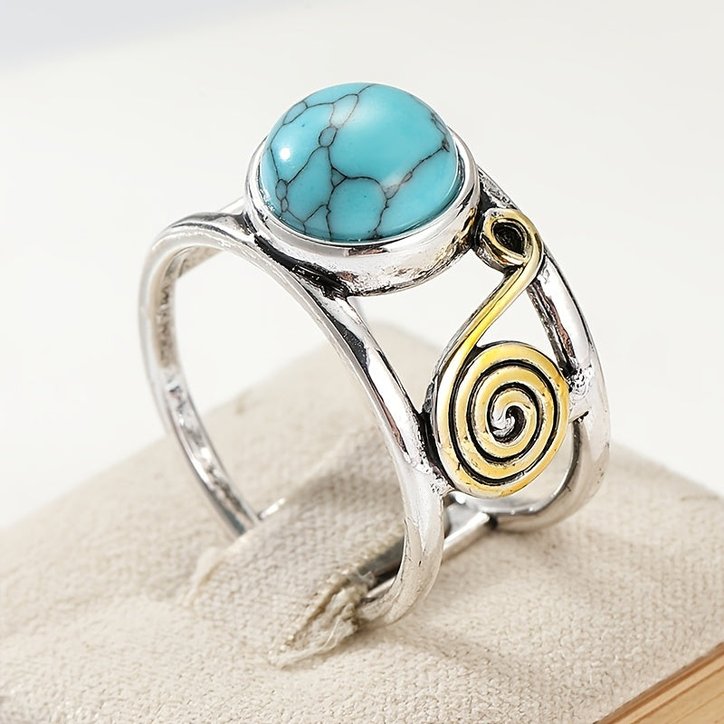 Anello Bohemien in Pietra Turchese Bicolore