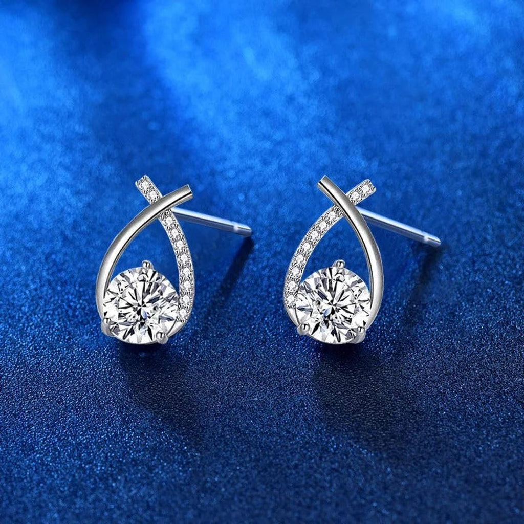 Eleganti Orecchini a Perno a Lacrima con Design Intrecciato in Stile Lusso