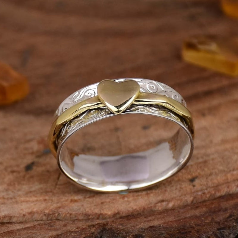 Anello Spinner a Cuore Bi-tono Bohemien