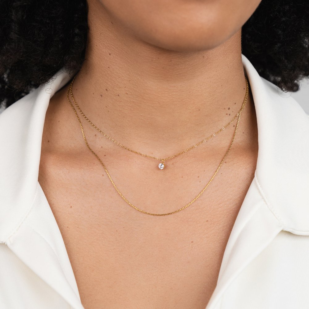 Collana a strati in cristallo e oro Dina