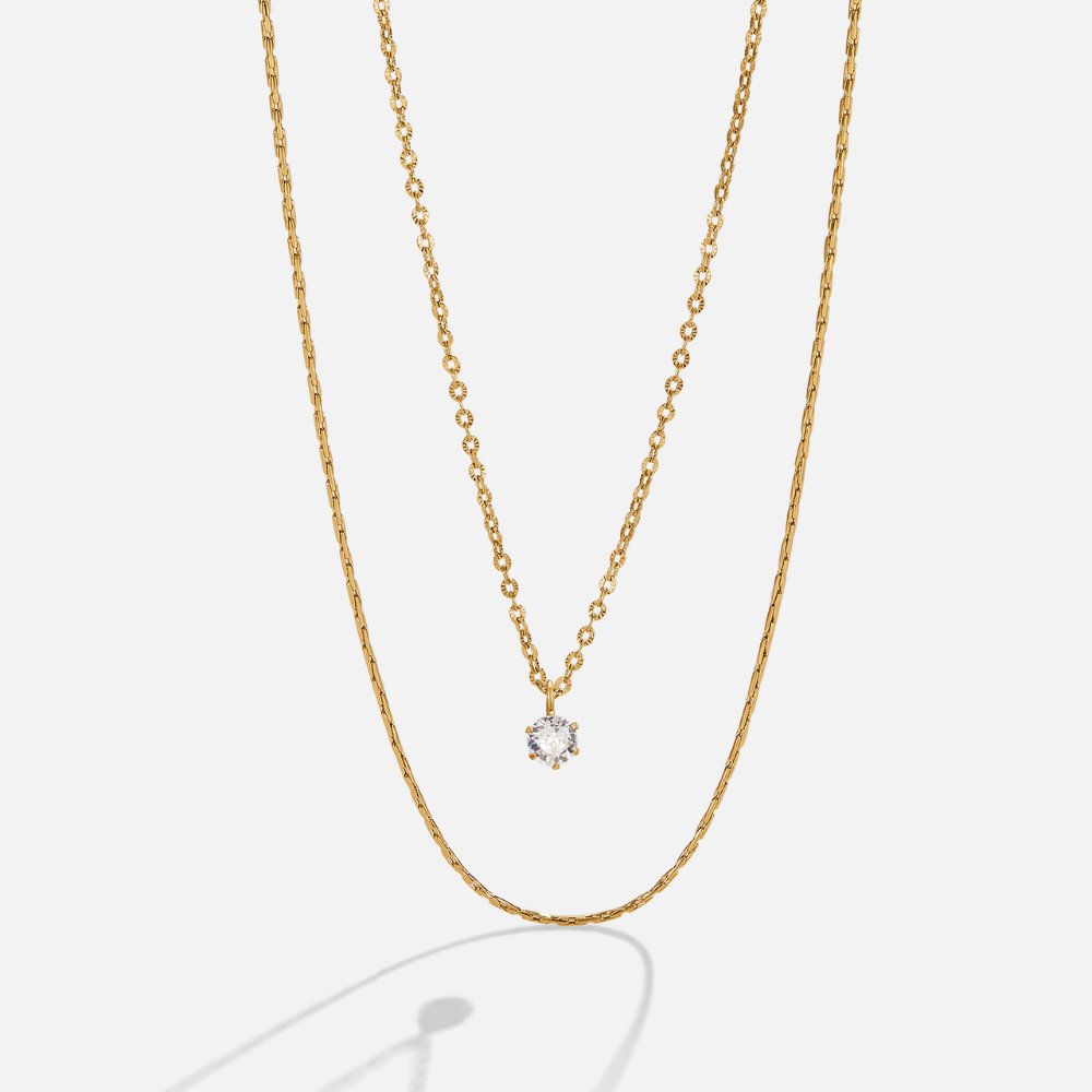 Collana a strati in cristallo e oro Dina
