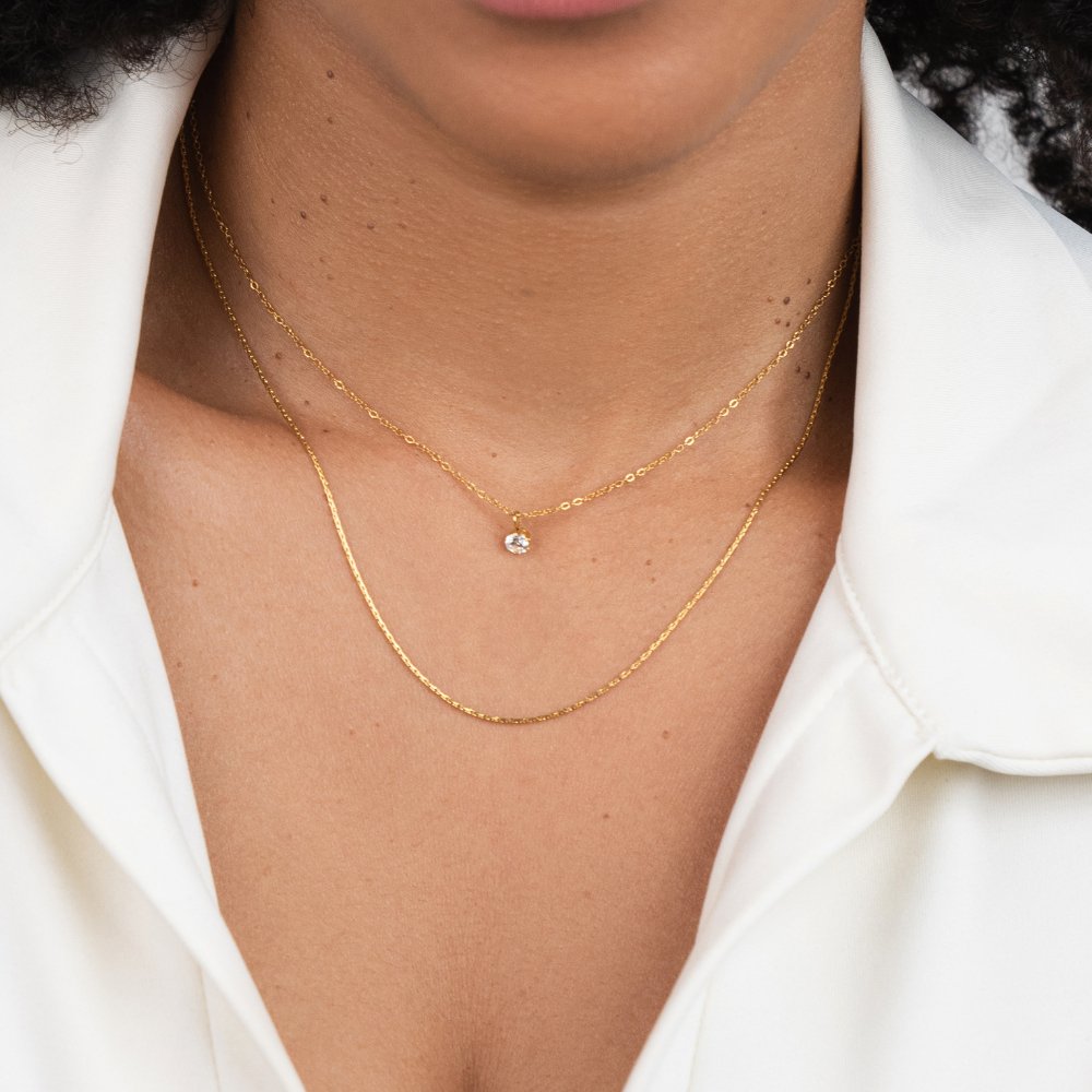 Collana a strati in cristallo e oro Dina