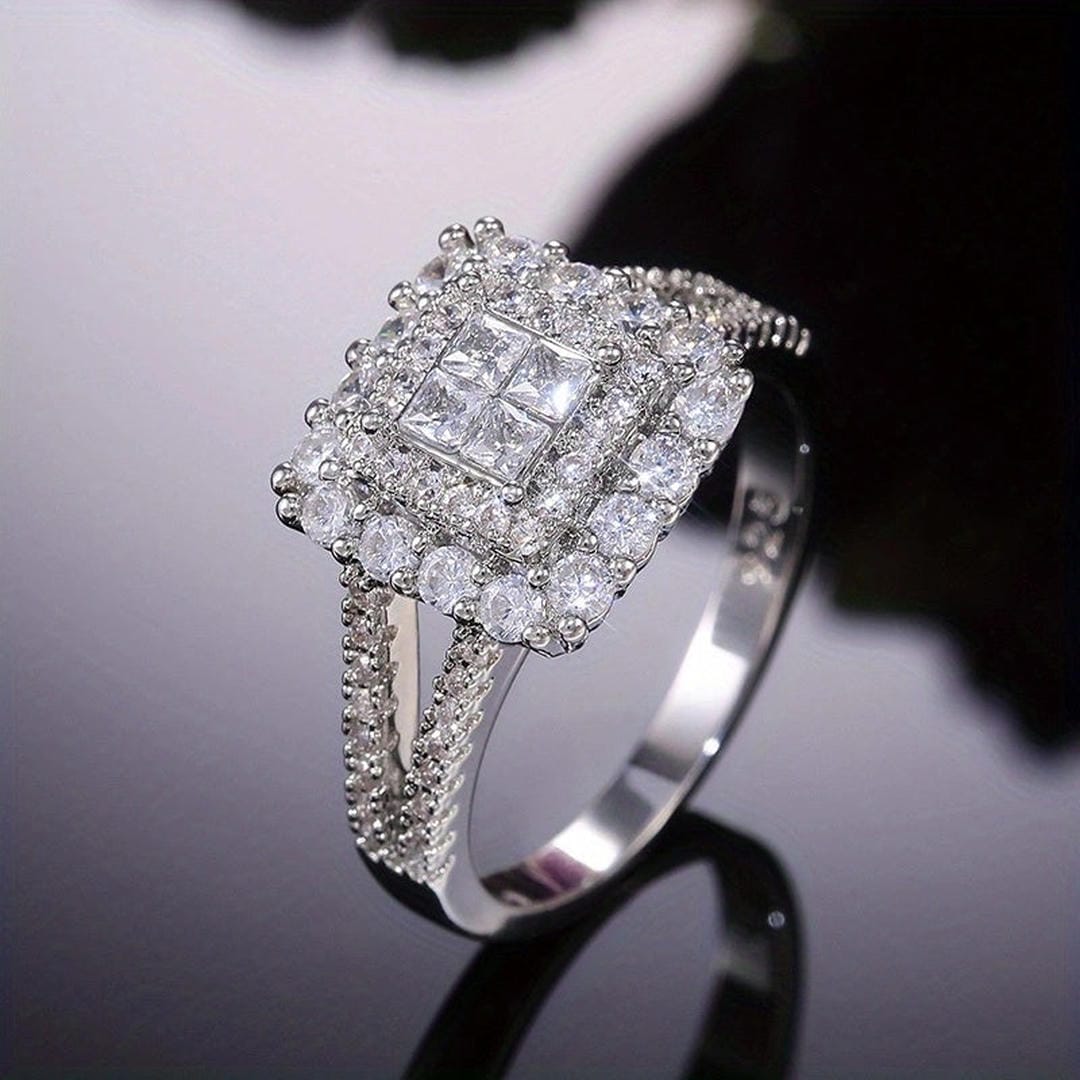 Anello Nuziale Quadrato in Zirconia