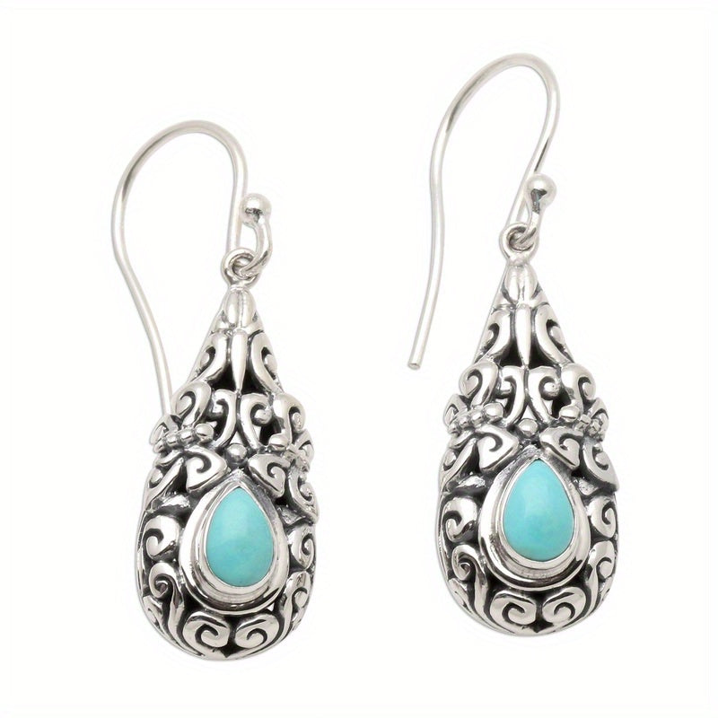 Orecchini a goccia in filigrana turchese vintage boho