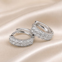 Vintage Orecchini a Cerchio in Oro Bianco con Micro Zirconia