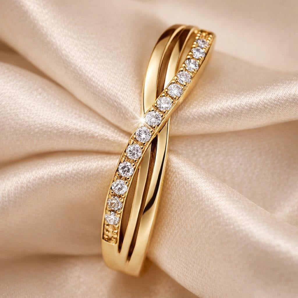 Anello da giorno in oro bianco con zirconia