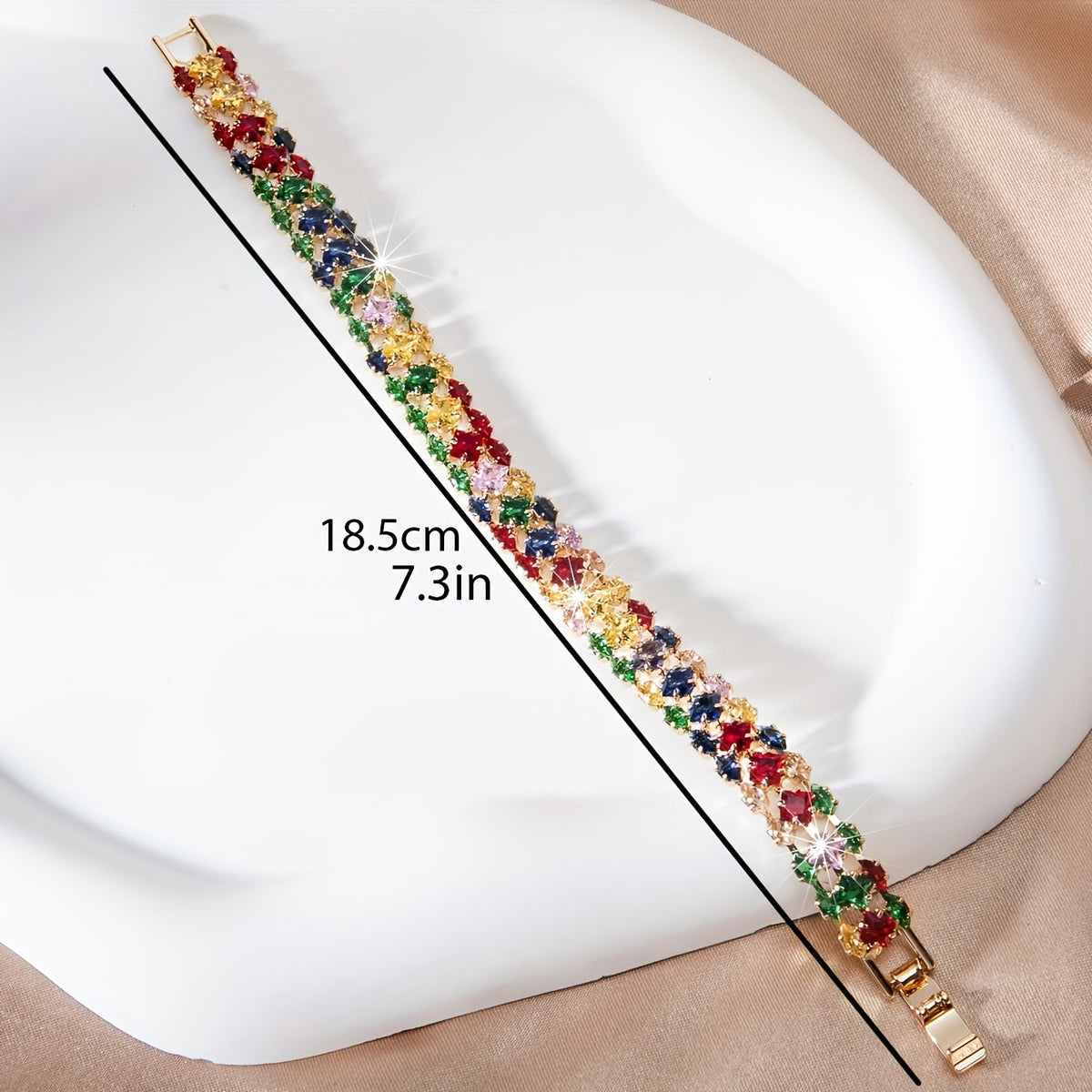 Bracciale Tennis in Zirconia Multicolore Placcato Oro