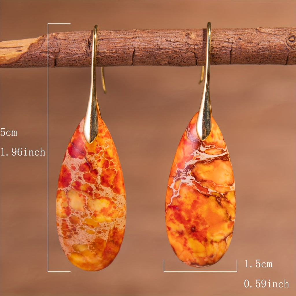 Orecchini Pendenti in Pietra Naturale Arancione Bohemien