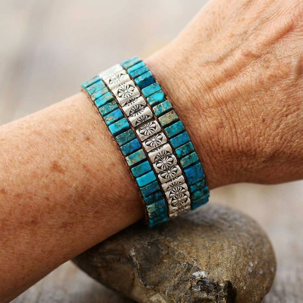 Bracciale Avvolgente in Giada Boho Lotus