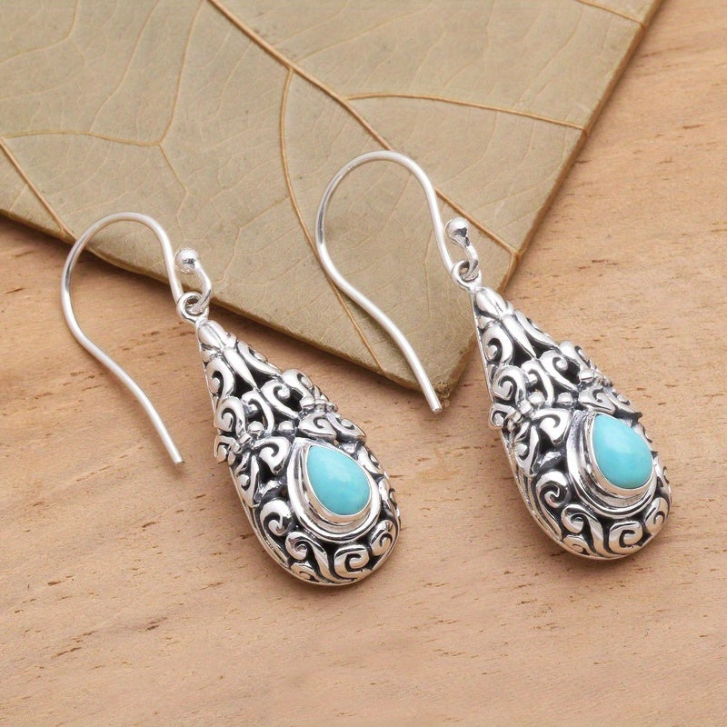Orecchini a goccia in filigrana turchese vintage boho