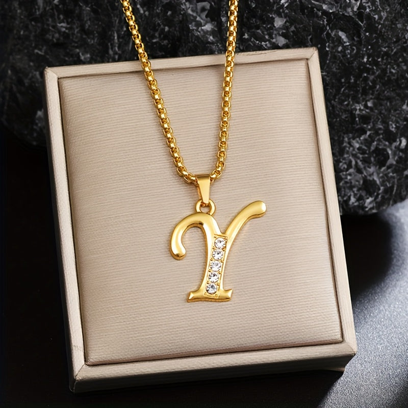 Collana con Iniziale in Cristallo | Oro