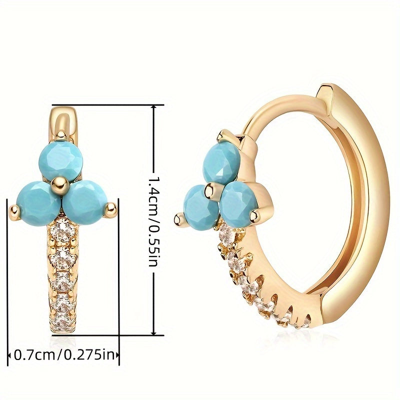 Orecchini a Cerchio in Zirconia Blu Retro Bohemien