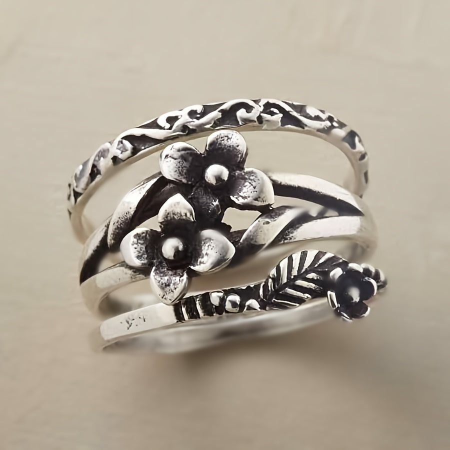 Anello Bohemien Vintage con Motivo Floreale