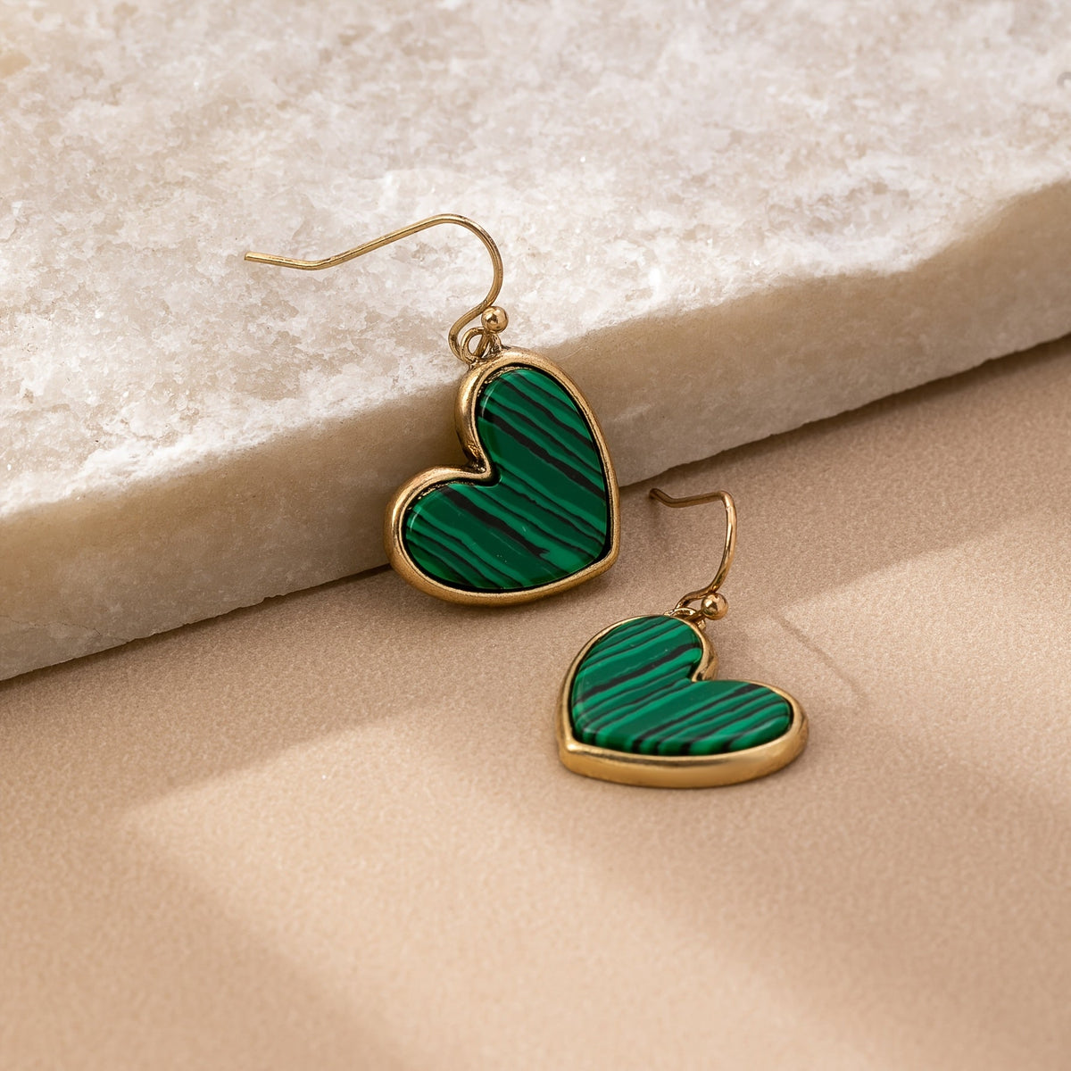 Orecchini a cuore in turchese naturale minimalisti bohemien