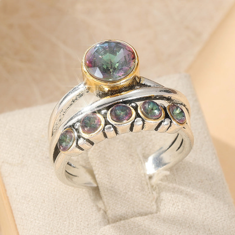 Anello in zirconia cubica artistica in stile bohemien