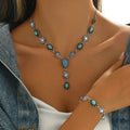 Set di Collana e Bracciale Floreale Bohemien Turchese