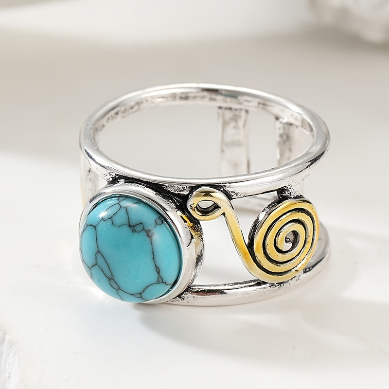 Anello Bohemien in Pietra Turchese Bicolore