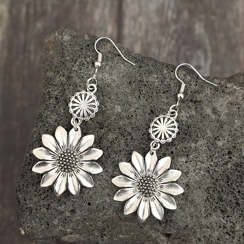 Orecchini a Goccia Vintage Bohemien con Girasole