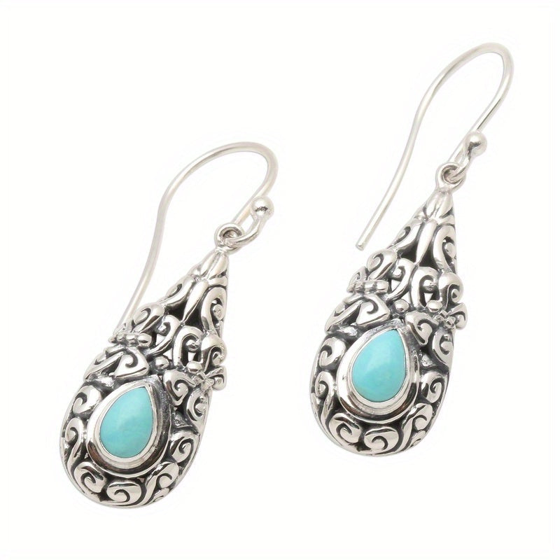 Orecchini a goccia in filigrana turchese vintage boho