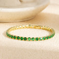 Bracciale Tennis Placcato Oro in Zirconia Verde Smeraldo Bohemien