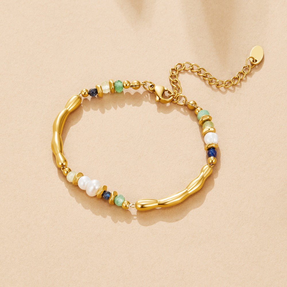 Bracciale in Perle d'Acqua Dolce e Malachite