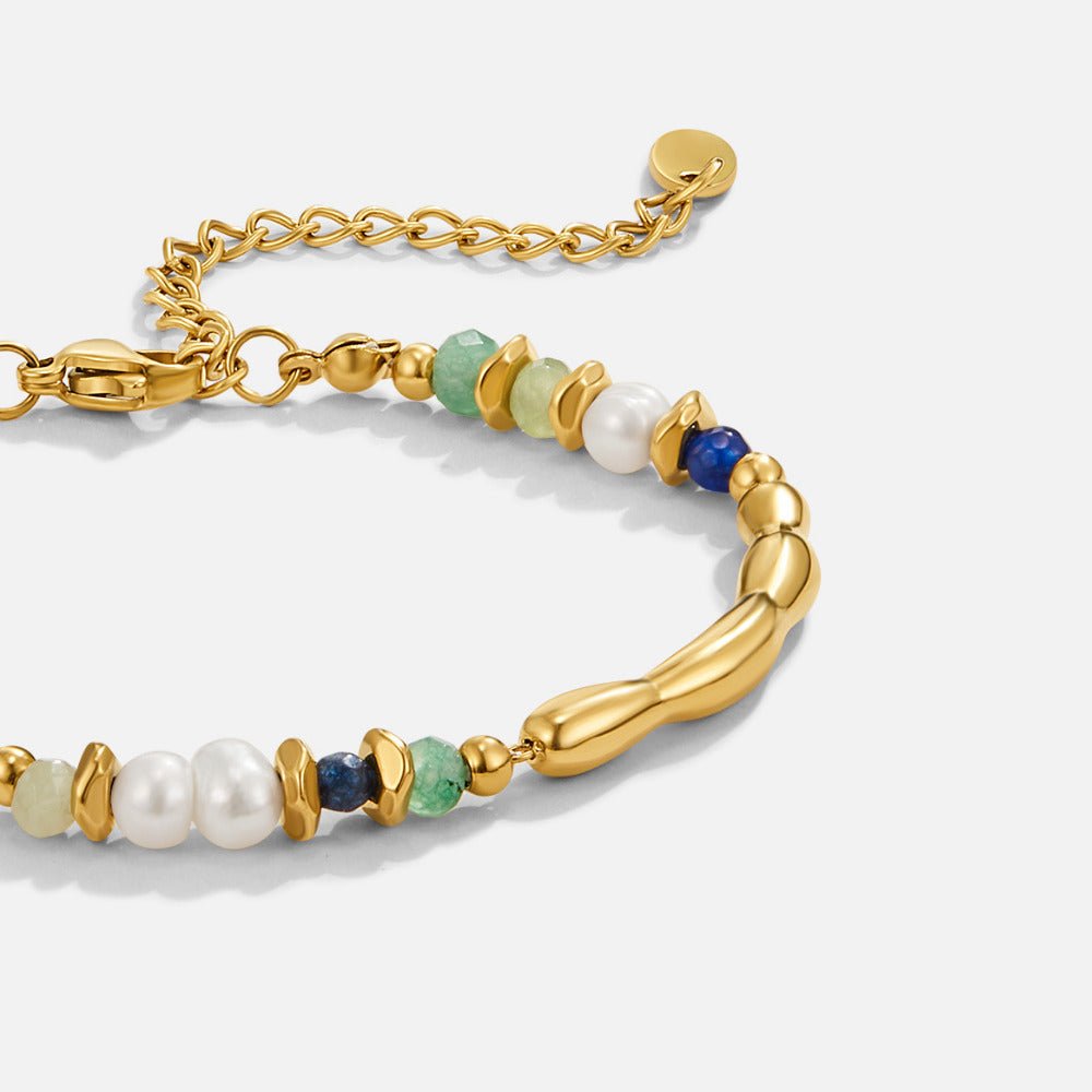 Bracciale in Perle d'Acqua Dolce e Malachite