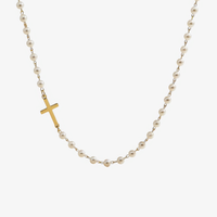 Mirabile™ - Collana a Croce Decorata con Perle d'Acqua Dolce