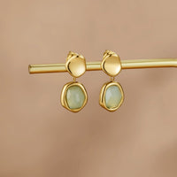 Gouden Aquamarijn Dangle Oorbellen
