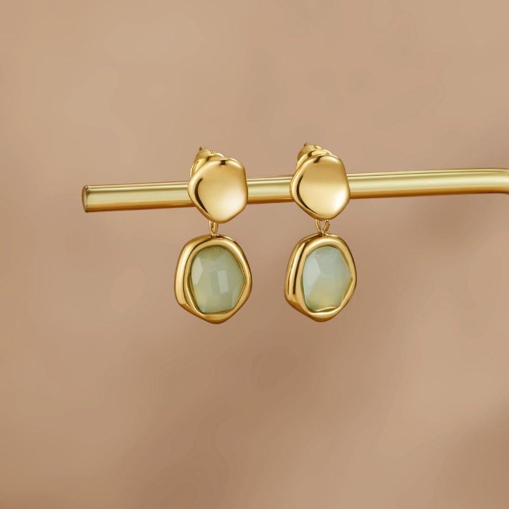 Orecchini a Goccia Acquamarina in Argento 925 Dorato
