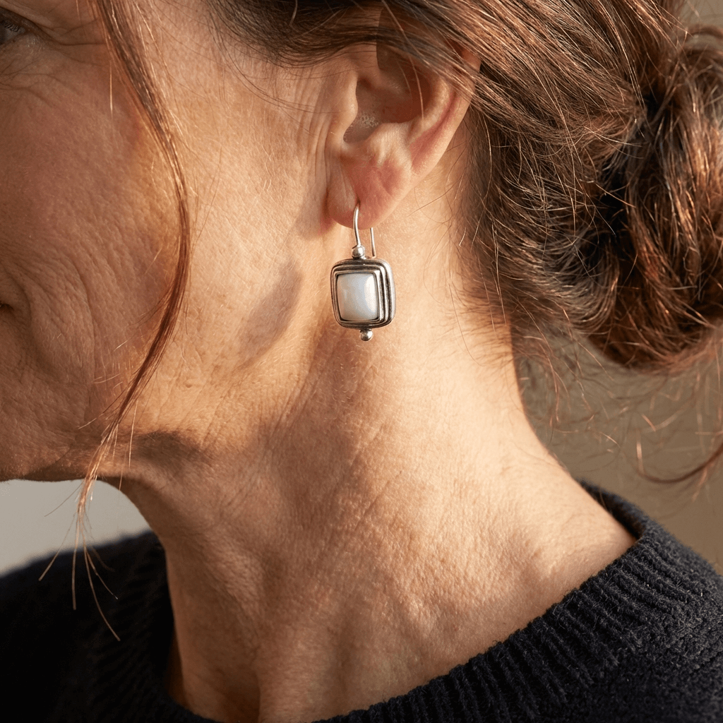 Orecchini a Goccia Quadrati in Perla Bohemien Eleganti