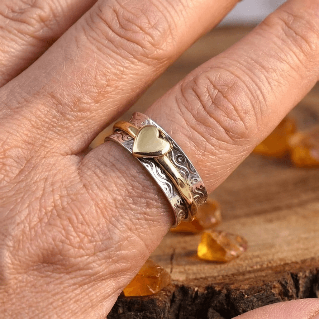 Anello Spinner a Cuore Bi-tono Bohemien