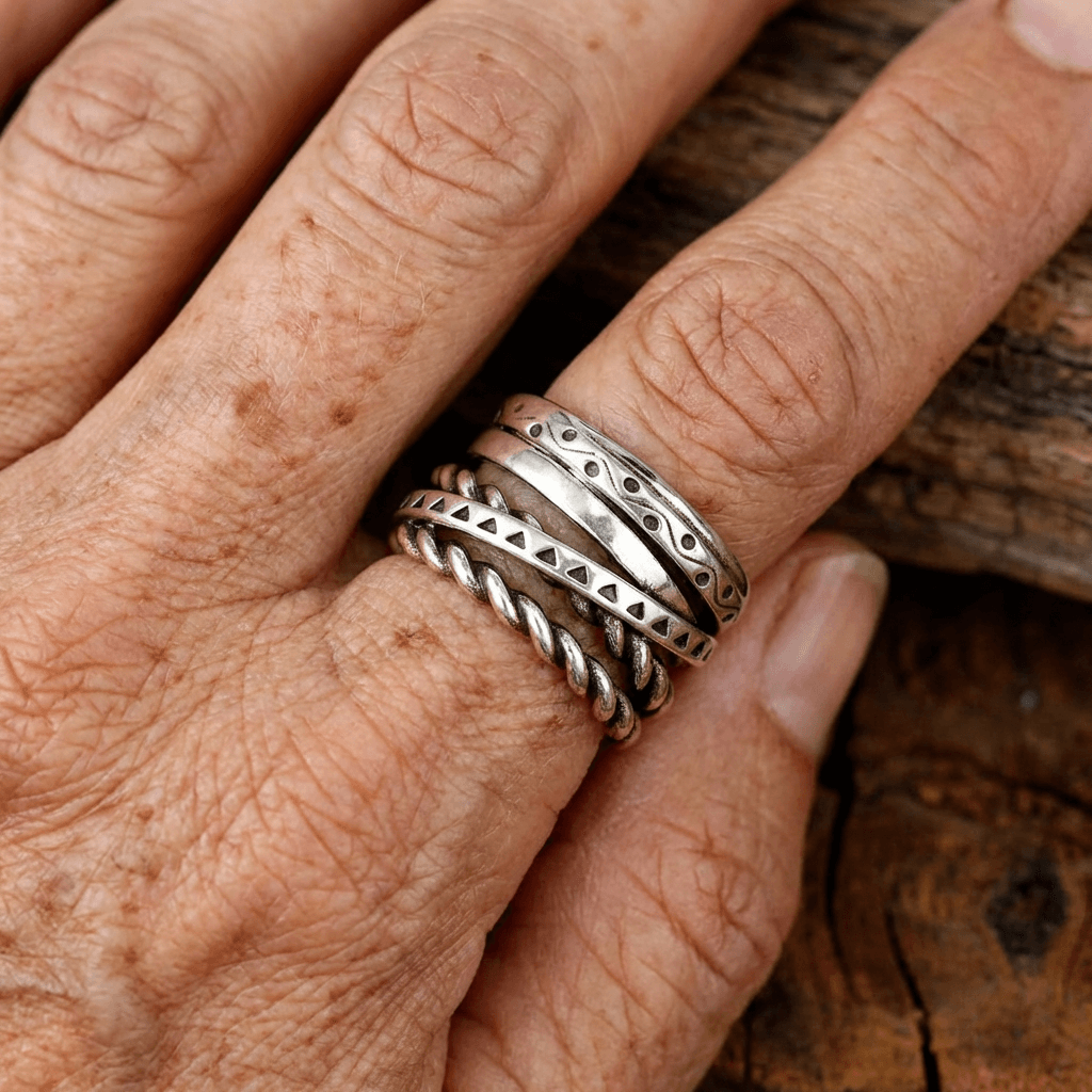 Anello in Argento Larghezza Bohemien Azteco