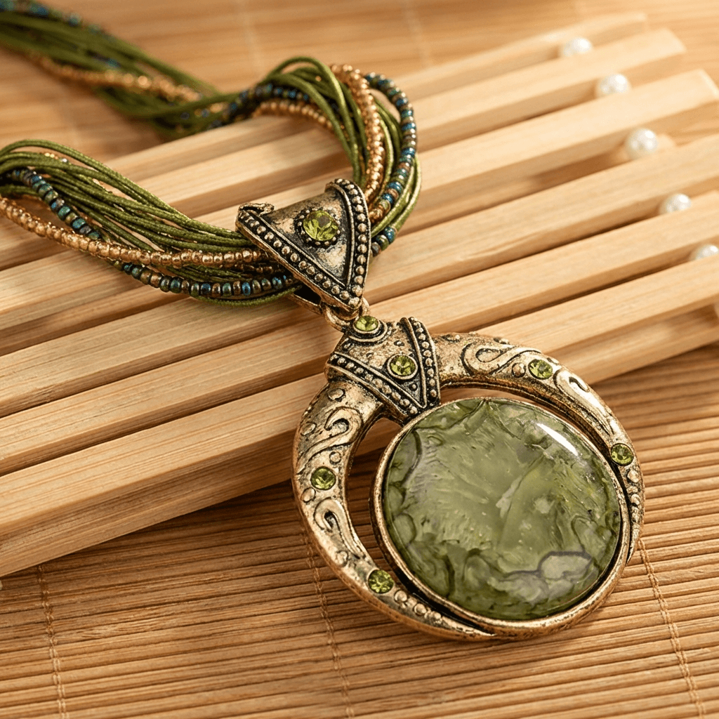 Collana Bohemien Verde Oro