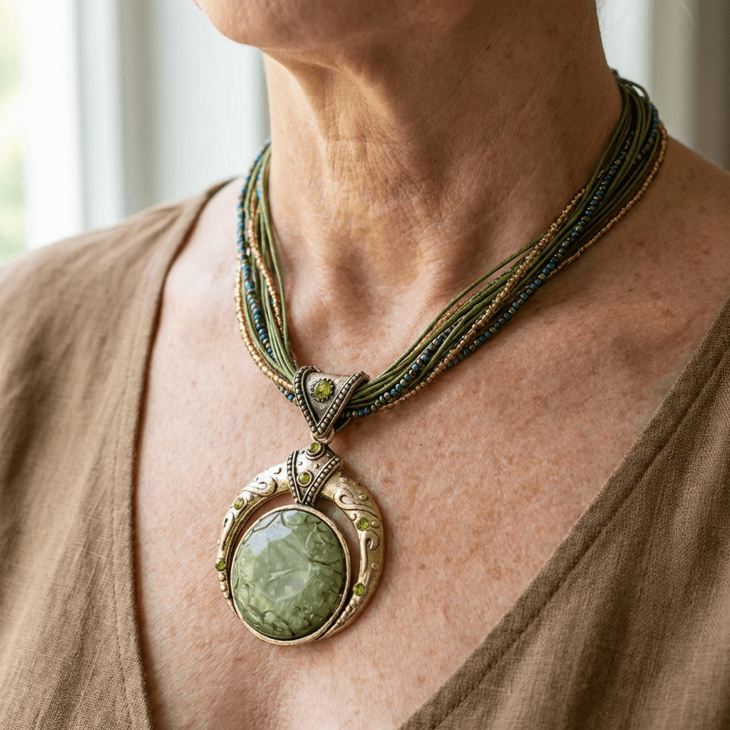 Collana Bohemien Verde Oro