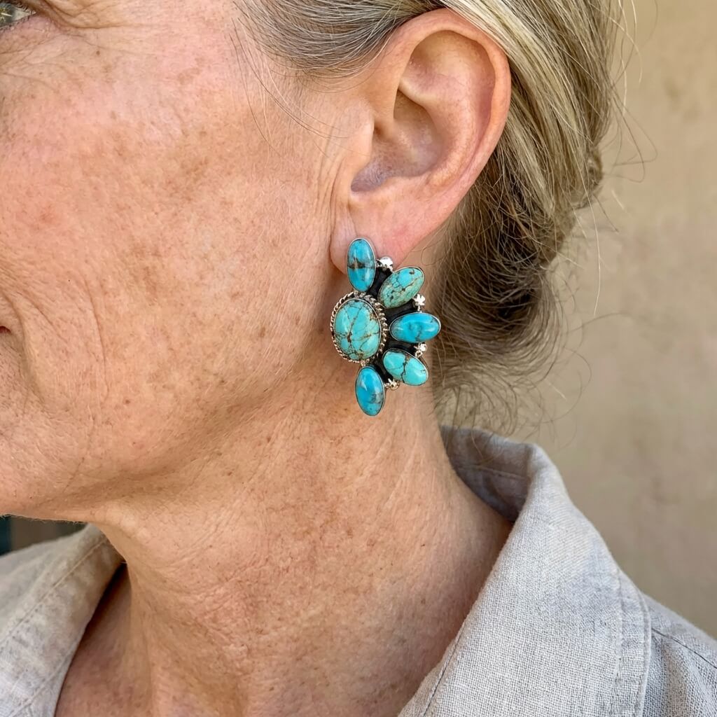 Orecchini Bohemian Vintage con Fiori Turchesi
