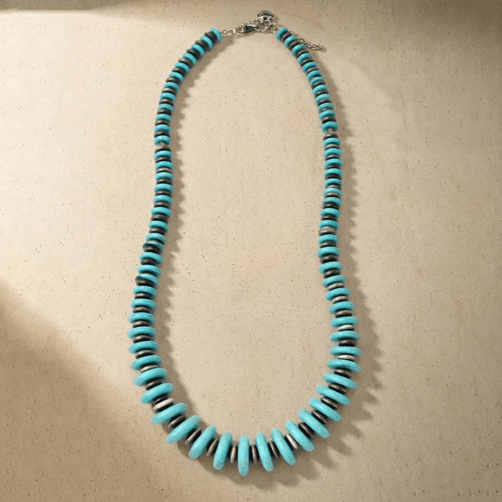 Collana con perline a disco turchesi in stile vintage boho