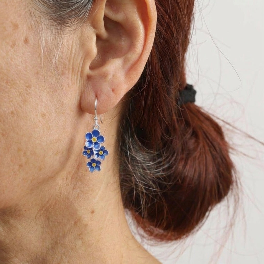 Orecchini Pendenti Vintage Bohemien in Smalto Blu