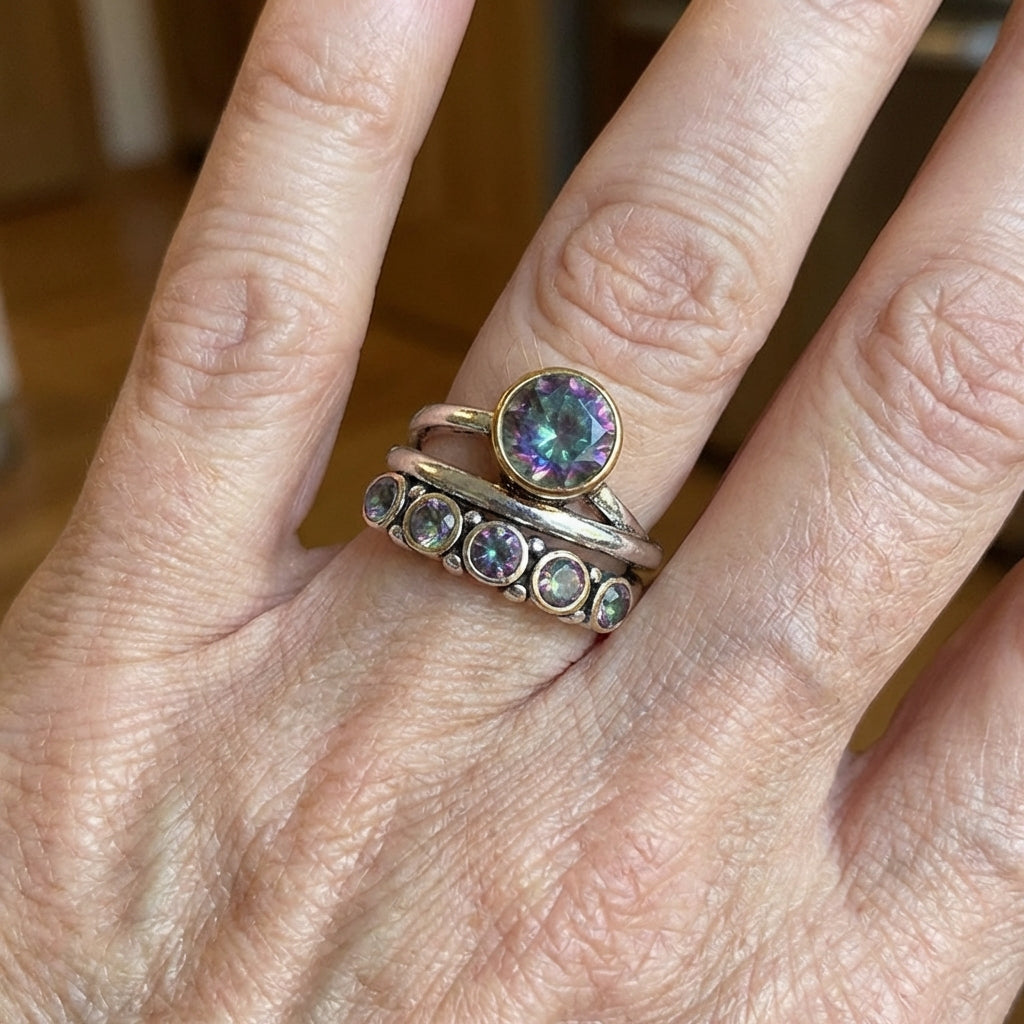 Anello in zirconia cubica artistica in stile bohemien