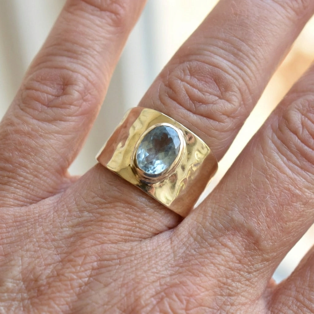 Anello in Zircone Blu Chiaro Vintage Bohemien Martellato
